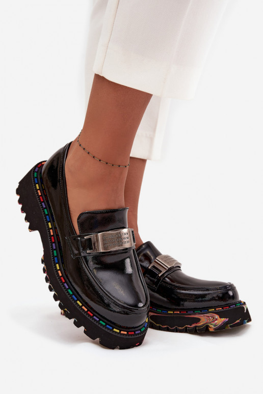sapato mocassins femininoscom efeito vernizj Skóry Artiker 57C0070 cor preta sapato mocassins femininoscom efeito vernizj Skóry Artiker 57C0070 cor preta