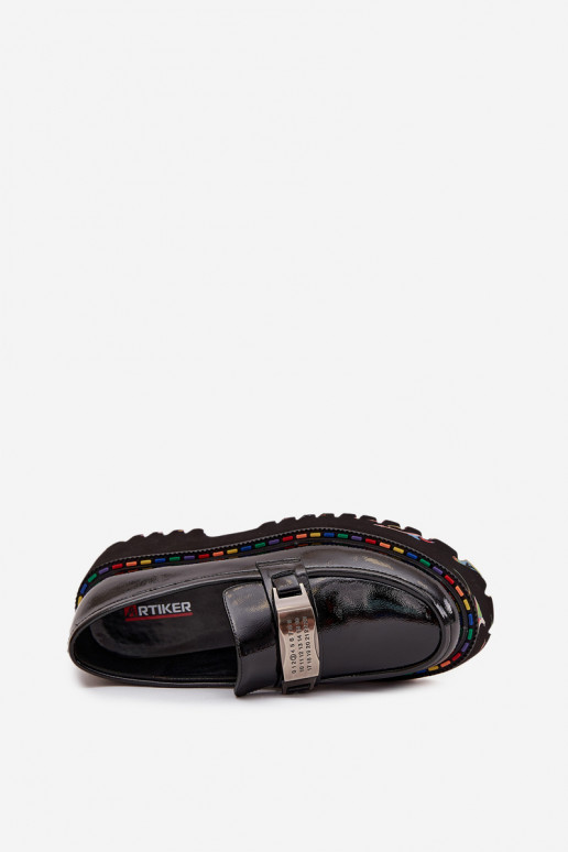 sapato mocassins femininoscom efeito vernizj Skóry Artiker 57C0070 cor preta sapato mocassins femininoscom efeito vernizj Skóry Artiker 57C0070 cor preta