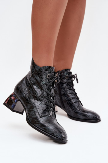 com efeito verniz Botas femininasHabilitadoturalnej Skóry com salto com olhos brilhantes Artiker 57C0132 cor cinza 2