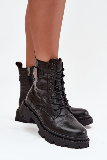 Pele Botas femininas Com efeito Tem que serrszczenia I com fivelas Artiker 57C1008 cor preta