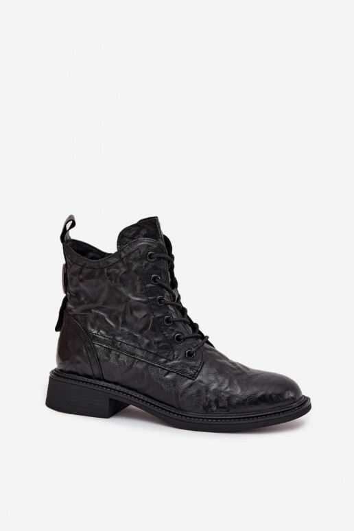 Botas femininasHabilitadoturalnej Skóry aquecimento Artiker 57C1006 cor preta