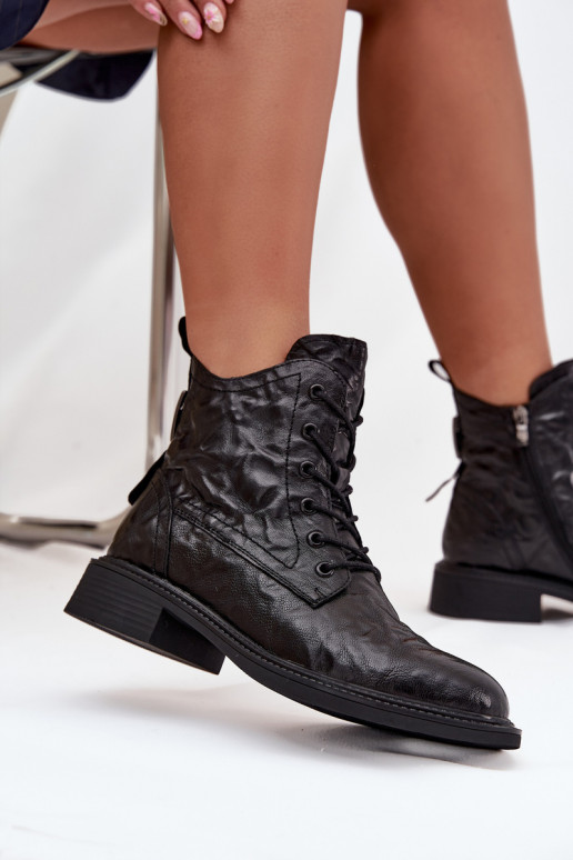 Botas femininasHabilitadoturalnej Skóry aquecimento Artiker 57C1006 cor preta