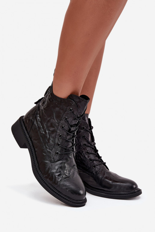 Botas femininasHabilitadoturalnej Skóry aquecimento Artiker 57C1006 cor preta