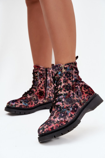 Botas femininas aquecimento com flores Artiker 57C1051 cor rosa 2