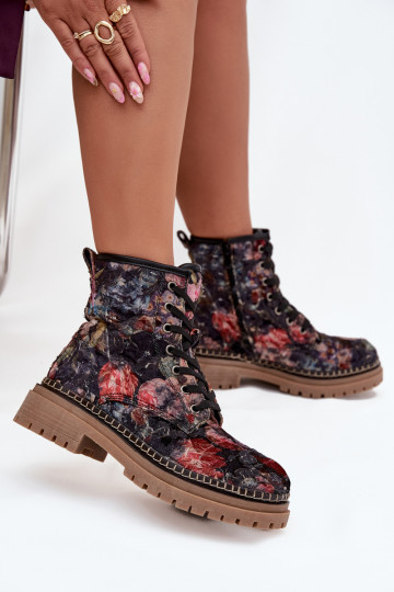 Estampado Botas femininas aquecimento Artiker 57C1054 cor preta