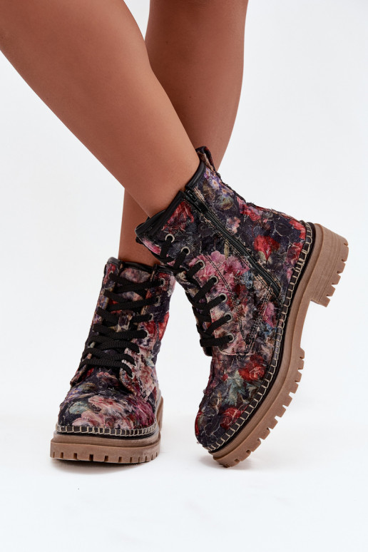 Estampado Botas femininas aquecimento Artiker 57C1054 cor preta