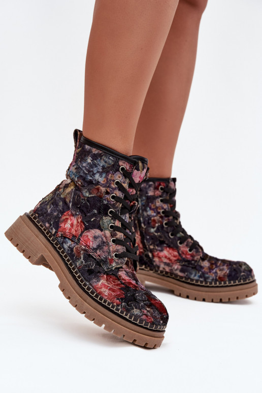 Estampado Botas femininas aquecimento Artiker 57C1054 cor preta