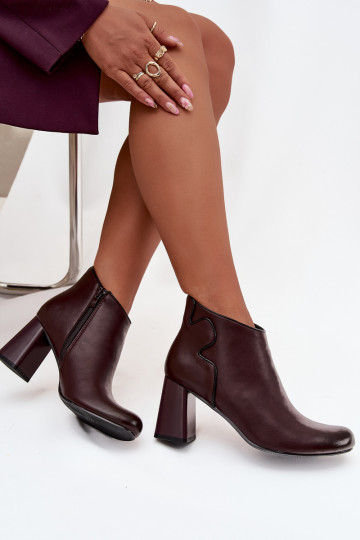 Pele Botas aquecimento com salto Borgonha Ivessara
