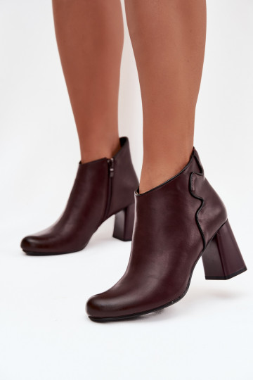 Pele Botas aquecimento com salto Borgonha Ivessara 2