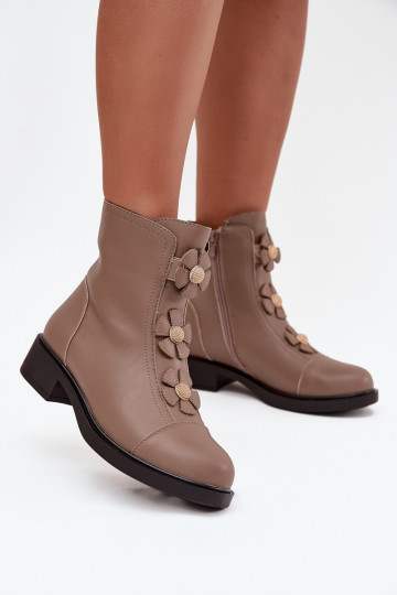 Pele Botas femininas Com decoraçõesi com motivos floraiskami aquecimento bege Belverine 2