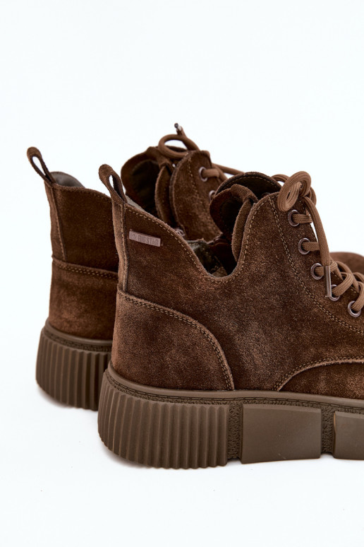 de camurça sapatos de salto baixo para mulheres com uma plataforma Big Star SS274595 cor marrom de camurça sapatos de salto baixo para mulheres com uma plataforma Big Star SS274595 cor marrom