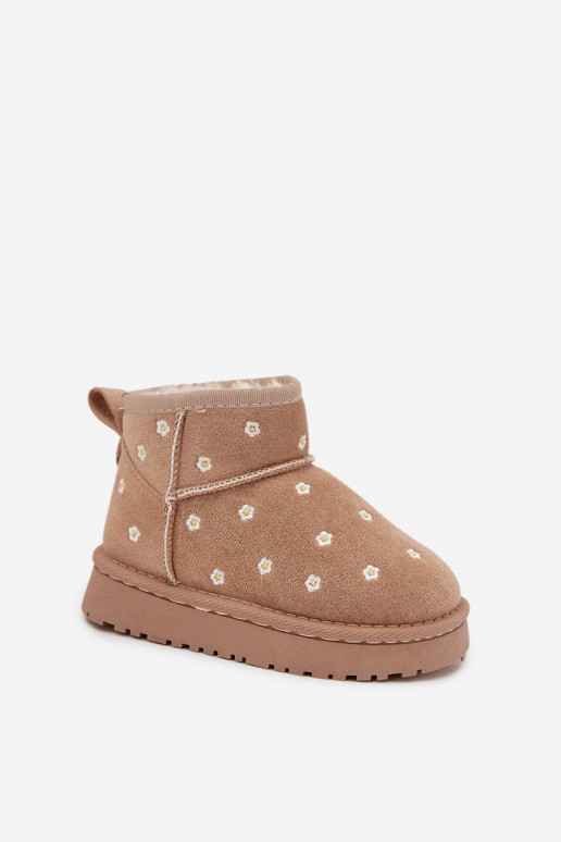 Botas de neve Infantil Ozdobione com motivos floraisuszkami bege Gracina