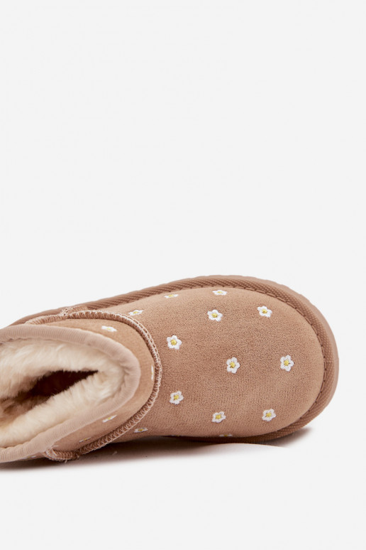 Botas de neve Infantil Ozdobione com motivos floraisuszkami bege Gracina
