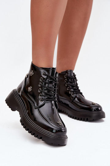 Pele aquecimento Botas femininas com lindos detalhes com efeito verniz Artiker 57C0345 cor preta 2
