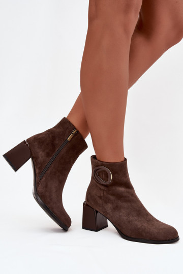 de camurça Botas quentes no calcanhar Com decorações Detalem Artiker 57C0017 cor marrom