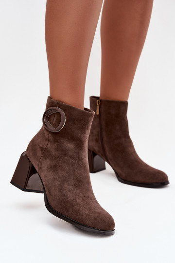 de camurça Botas quentes no calcanhar Com decorações Detalem Artiker 57C0017 cor marrom 2