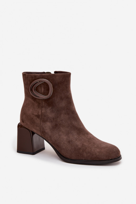 de camurça Botas quentes no calcanhar Com decorações Detalem Artiker 57C0017 cor marrom
