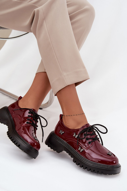 com efeito verniz Pele sapato FemininoPrzypinkami Artiker 57C0336 Borgonha