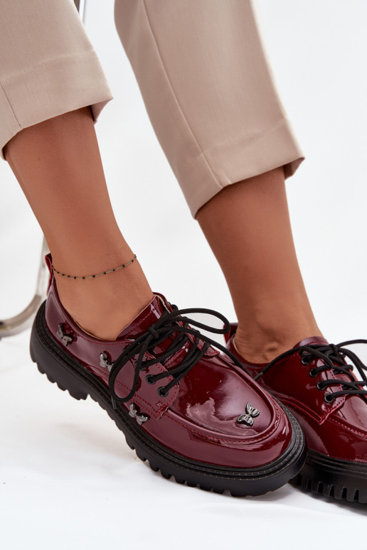 com efeito verniz Pele sapato FemininoPrzypinkami Artiker 57C0336 Borgonha
