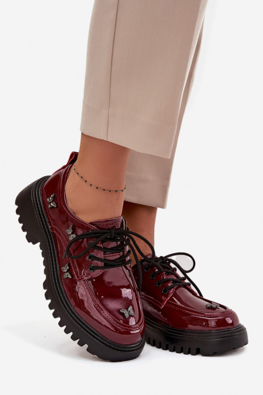 com efeito verniz Pele sapato FemininoPrzypinkami Artiker 57C0336 Borgonha