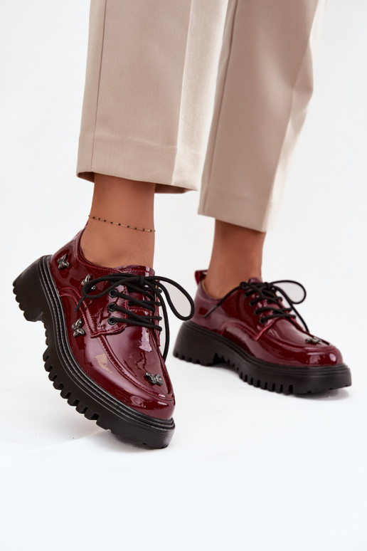 com efeito verniz Pele sapato FemininoPrzypinkami Artiker 57C0336 Borgonha