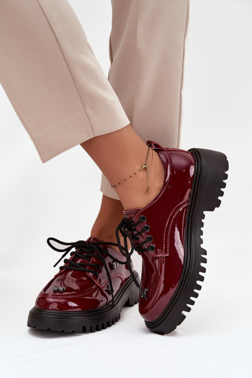 com efeito verniz Pele sapato FemininoPrzypinkami Artiker 57C0336 Borgonha