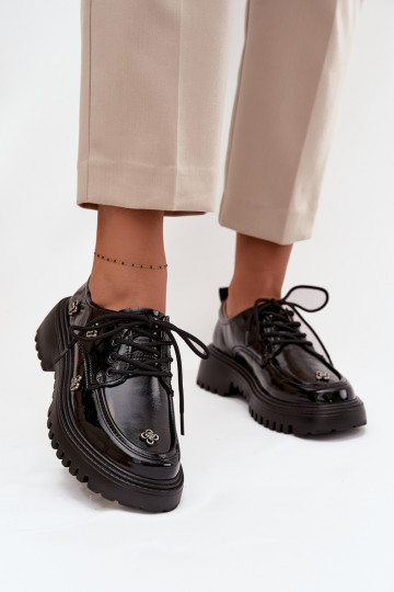 com efeito verniz Pele sapato FemininoPrzypinkami Artiker 57C0333 cor preta 2