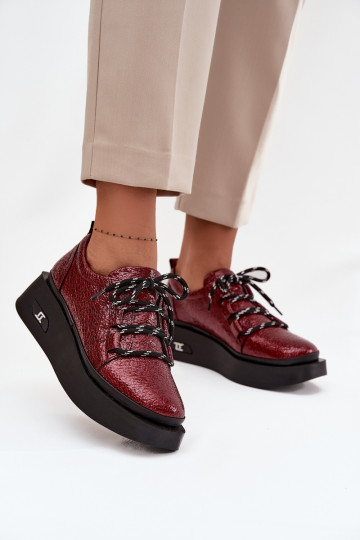 Botins lacados em pele genuína Feminino com uma plataforma Artiker 57C2046 Borgonha 2