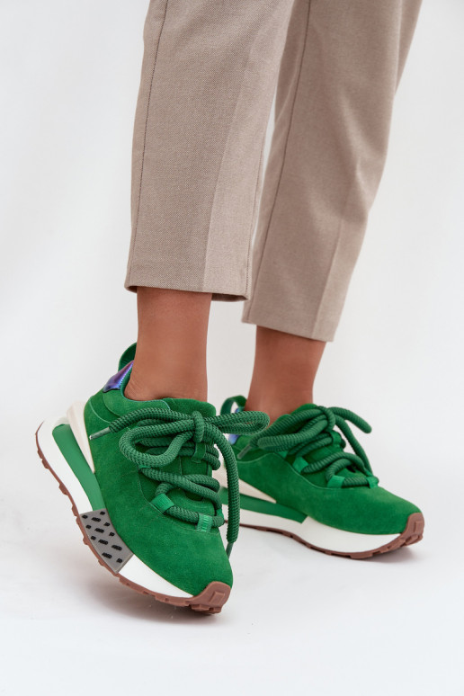 de camurça À modalo de tênis Feminino com uma plataformaGrubym Amarrandom Artiker 55C0136 cor verde