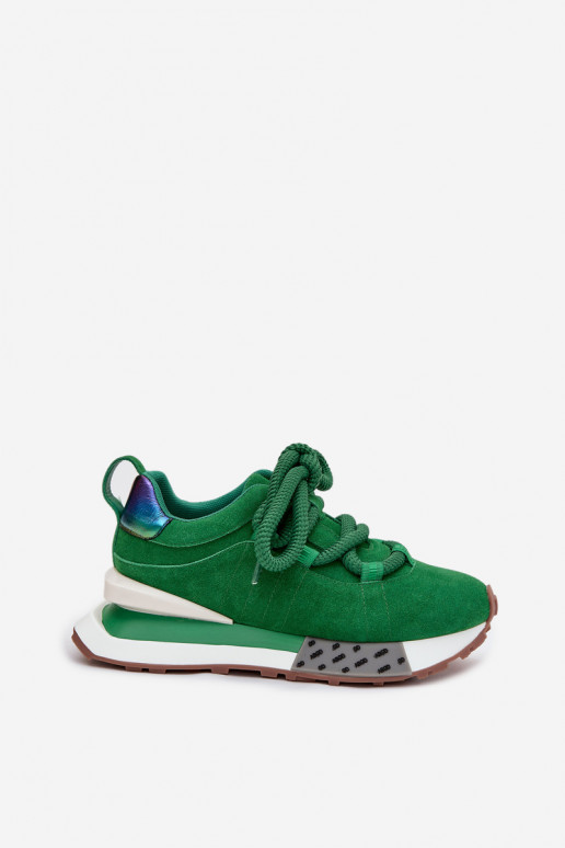 de camurça À modalo de tênis Feminino com uma plataformaGrubym Amarrandom Artiker 55C0136 cor verde