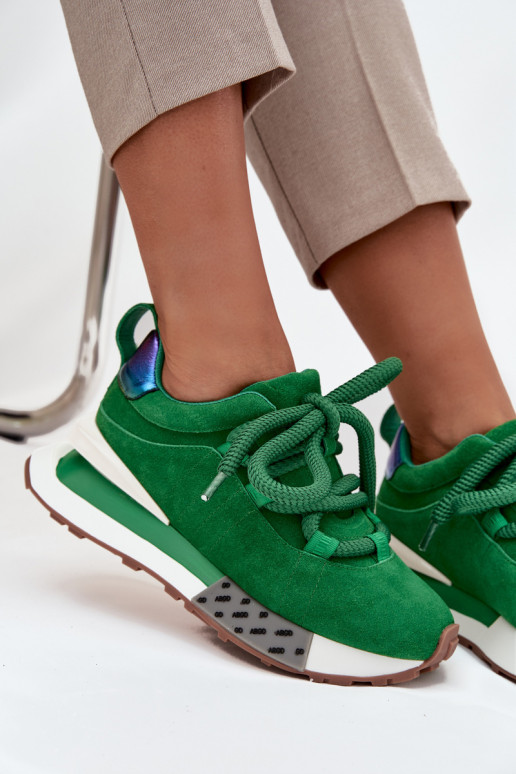 de camurça À modalo de tênis Feminino com uma plataformaGrubym Amarrandom Artiker 55C0136 cor verde