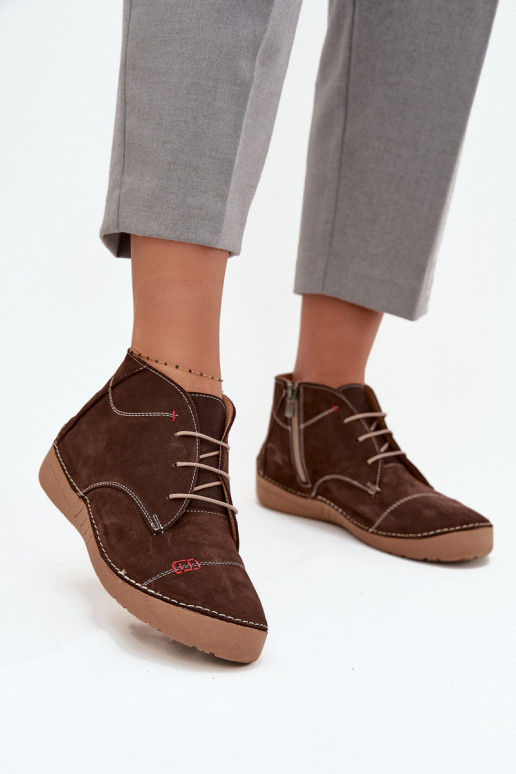 Pele sapato FemininoPrzeszyciami Casal o castelo Artiker 57C2117 cor marrom