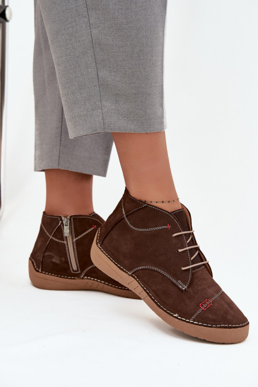Pele sapato FemininoPrzeszyciami Casal o castelo Artiker 57C2117 cor marrom