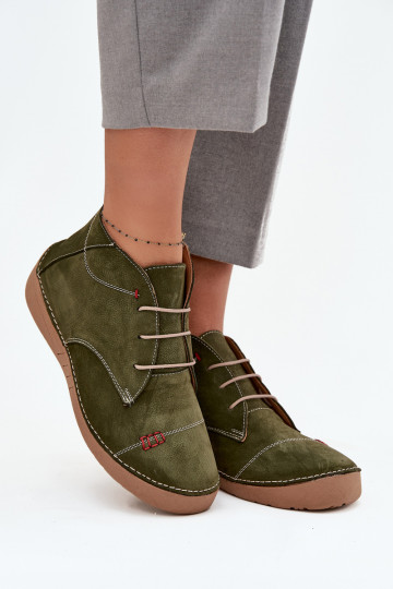Pele sapato FemininoPrzeszyciami Casal o castelo Artiker 57C2119 cor verde