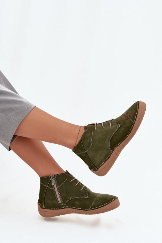 Pele sapato FemininoPrzeszyciami Casal o castelo Artiker 57C2119 cor verde