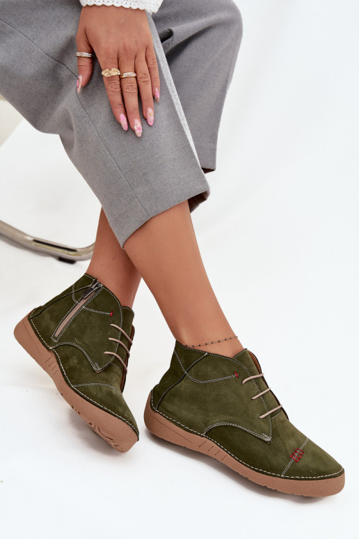 Pele sapato FemininoPrzeszyciami Casal o castelo Artiker 57C2119 cor verde