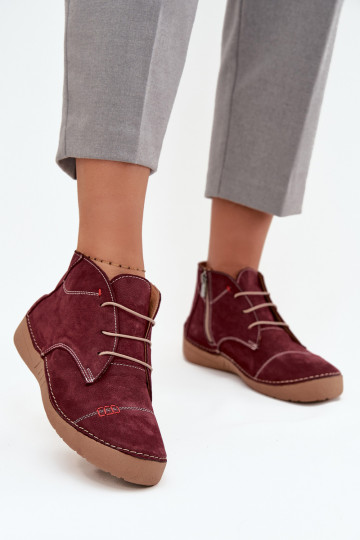 Pele sapato FemininoPrzeszyciami Casal o castelo Artiker 57C2116 Borgonha 2