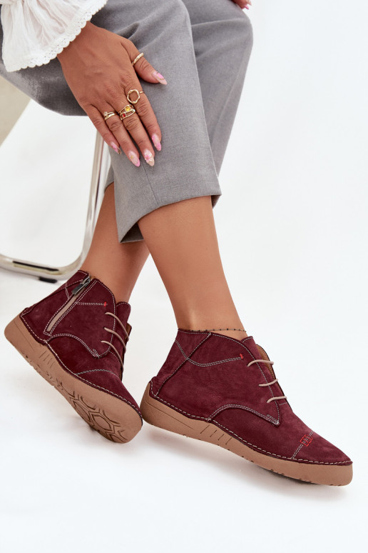 Pele sapato FemininoPrzeszyciami Casal o castelo Artiker 57C2116 Borgonha