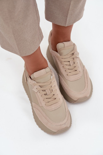 Pele À modalo de tênis Feminino com uma plataforma Artiker 55C0021 bege