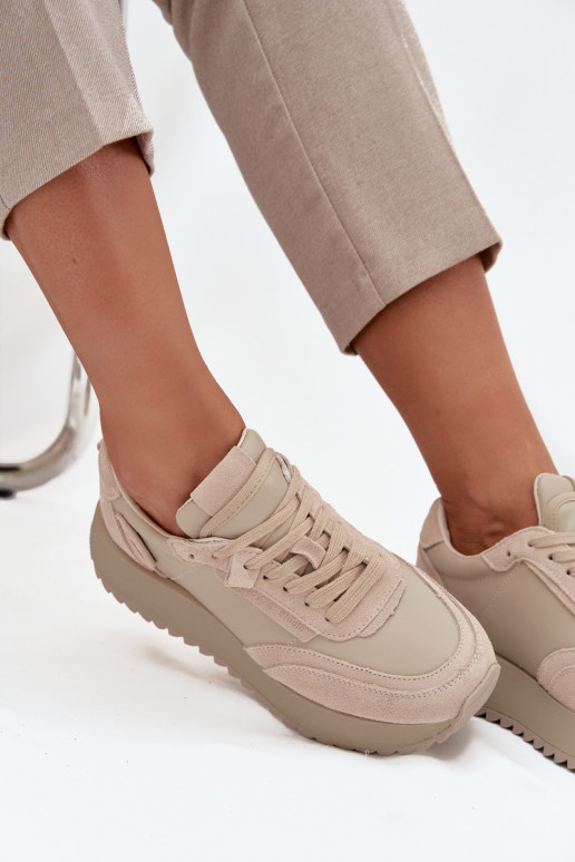 Pele À modalo de tênis Feminino com uma plataforma Artiker 55C0021 bege