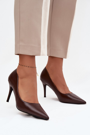 sapatos de salto alto Feminino de couro ecológico CzekoladoParae Sivana 2