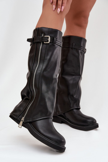 botas femininasEMyParainiętą CholeParaką com fivelas I cor pratam Zamkiem aquecimento cor preta Bressa 2