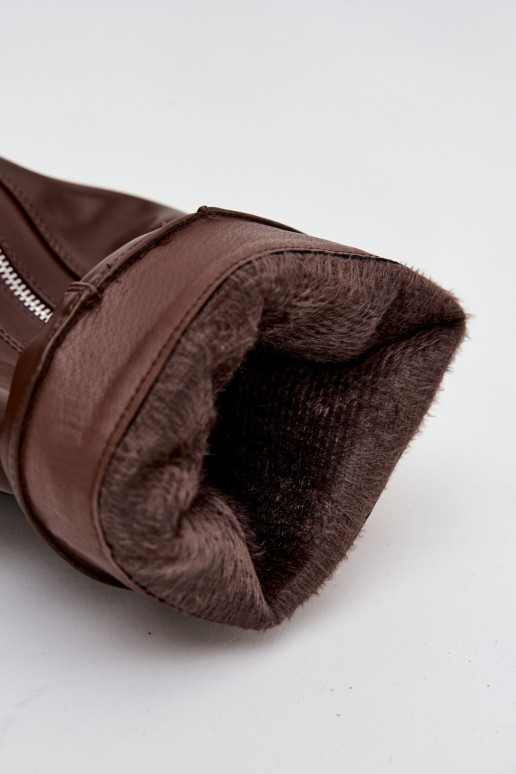 botas femininasEMyParainiętą CholeParaką com fivelas I cor pratam Zamkiem aquecimento cor marrom Bressa