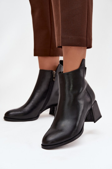 Botas femininas de couro natural com salto aquecimento cor preta Nolivra 2