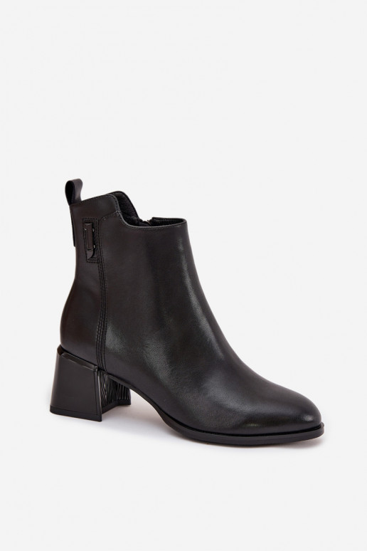 Botas femininas de couro natural com salto aquecimento cor preta Nolivra