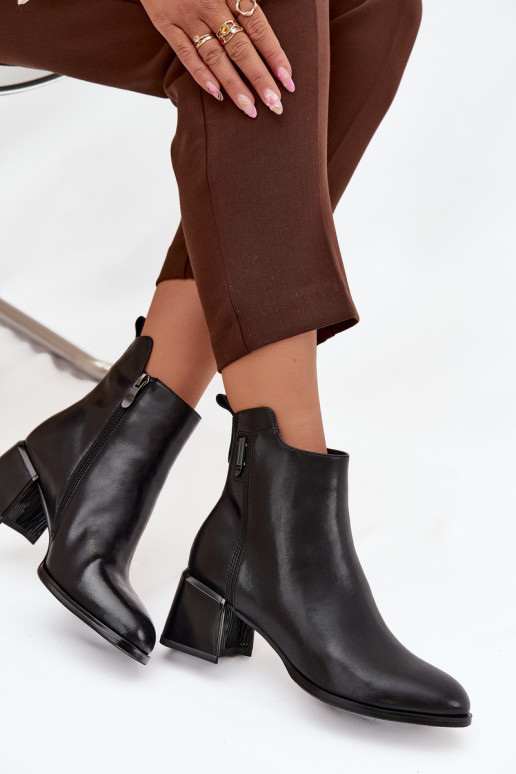Botas femininas de couro natural com salto aquecimento cor preta Nolivra