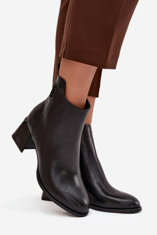 Botas femininas de couro natural com salto aquecimento cor preta Nolivra