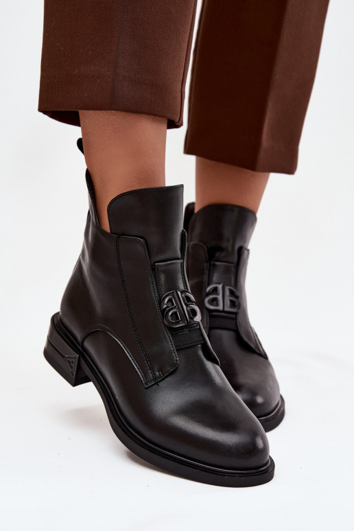 aquecimento Pele Botas femininas Com decorações Detalem cor preta Briselda