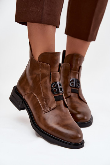 aquecimento Pele Botas femininas Com decorações Detalem cor marrom Briselda