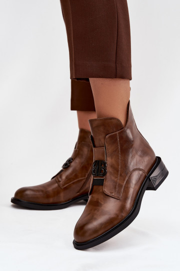 aquecimento Pele Botas femininas Com decorações Detalem cor marrom Briselda 2